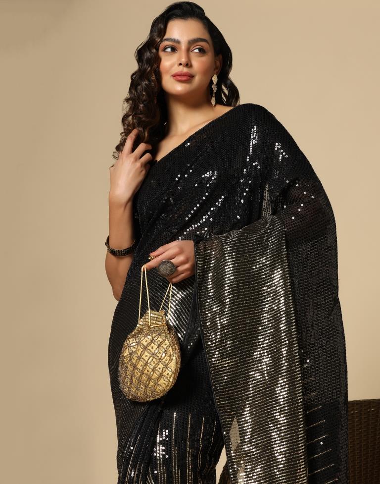 Black Georgette Saree