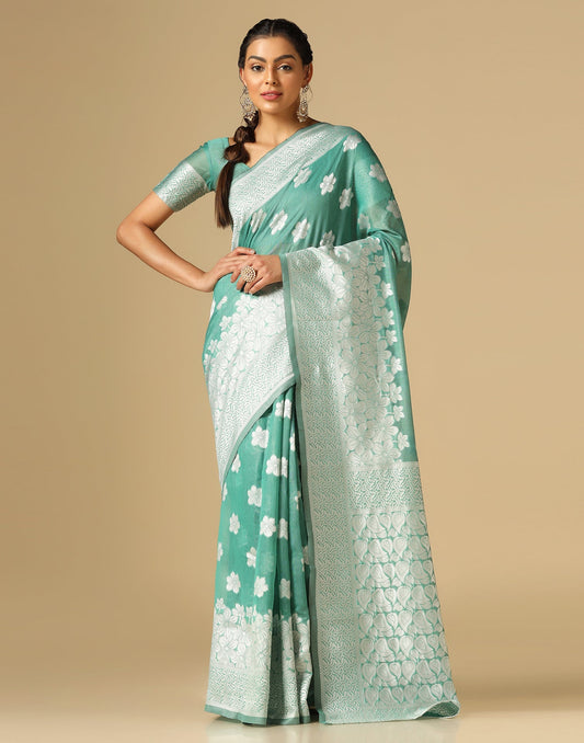 Green Banarasi Cotton Saree