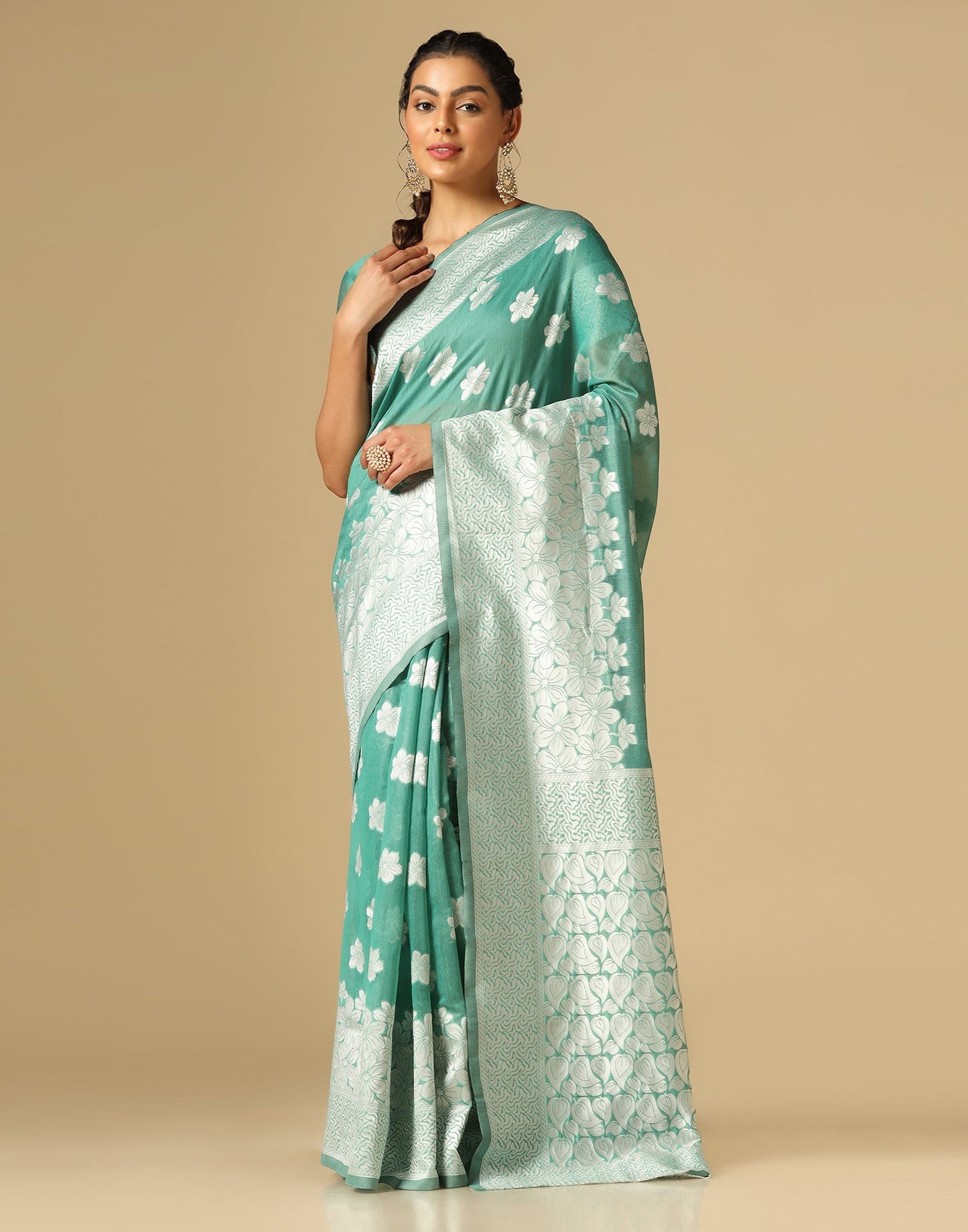 Green Banarasi Cotton Saree