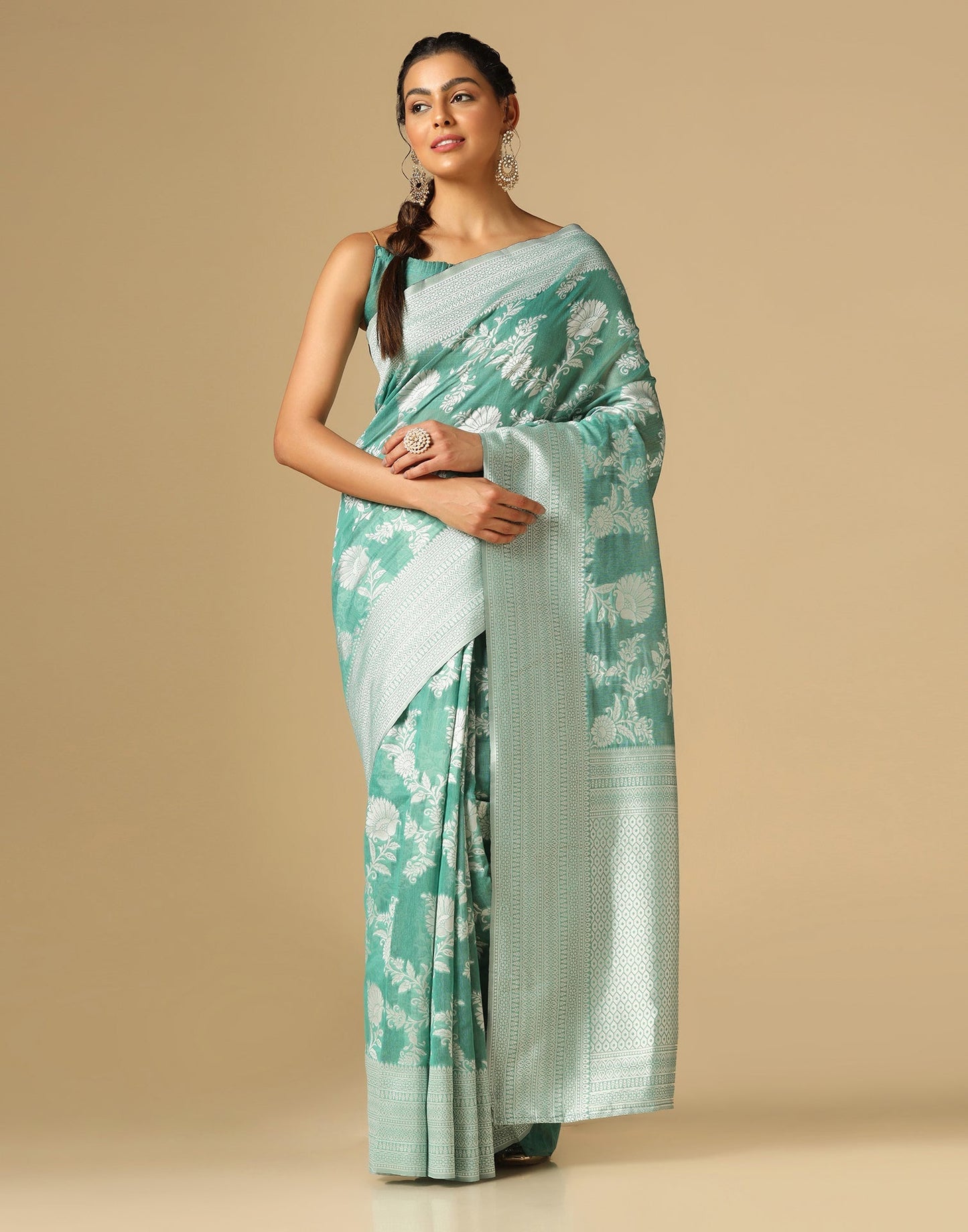 Green Banarasi Cotton Saree