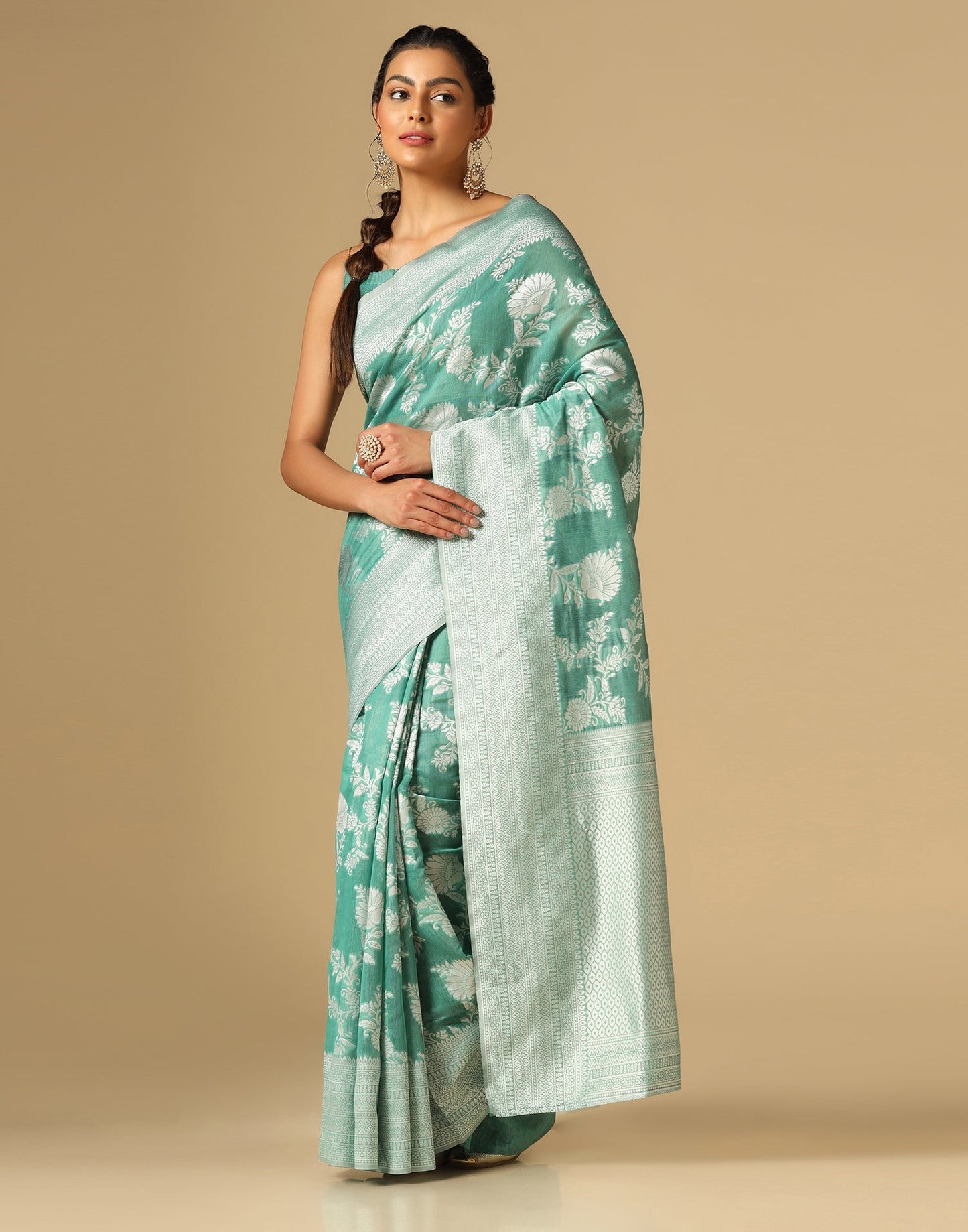 Green Banarasi Cotton Saree