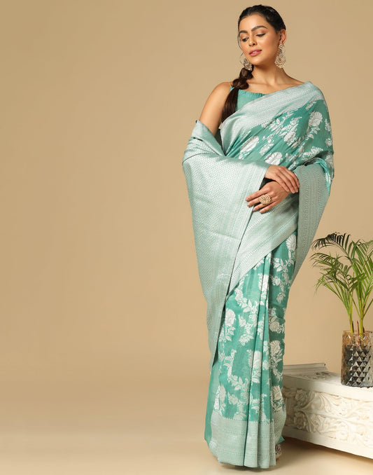 Green Banarasi Cotton Saree