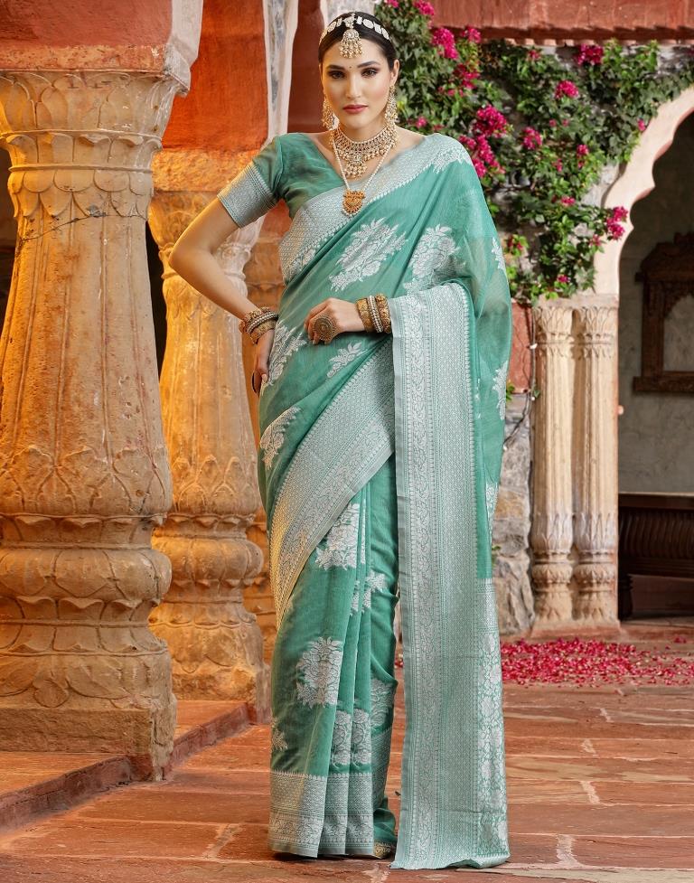 Green Banarasi Cotton Saree