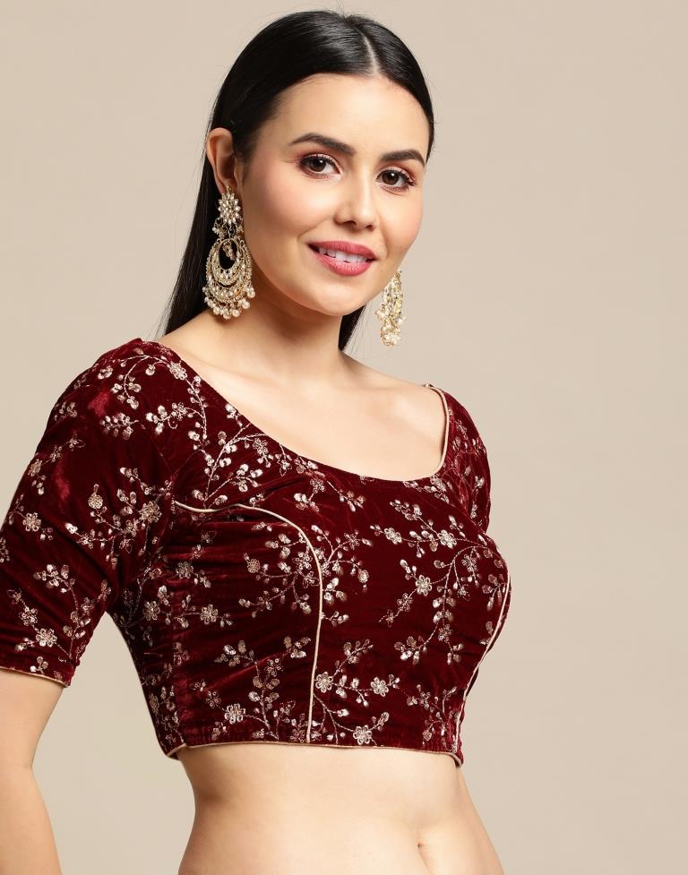 Maroon Velvet Blouse