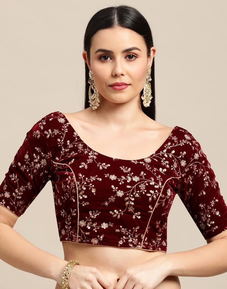 Maroon Velvet Blouse