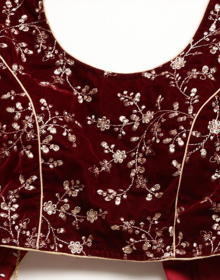 Maroon Velvet Blouse