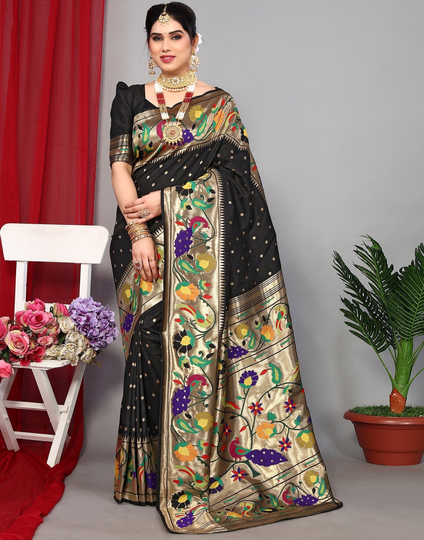 Black Paithani Silk Saree