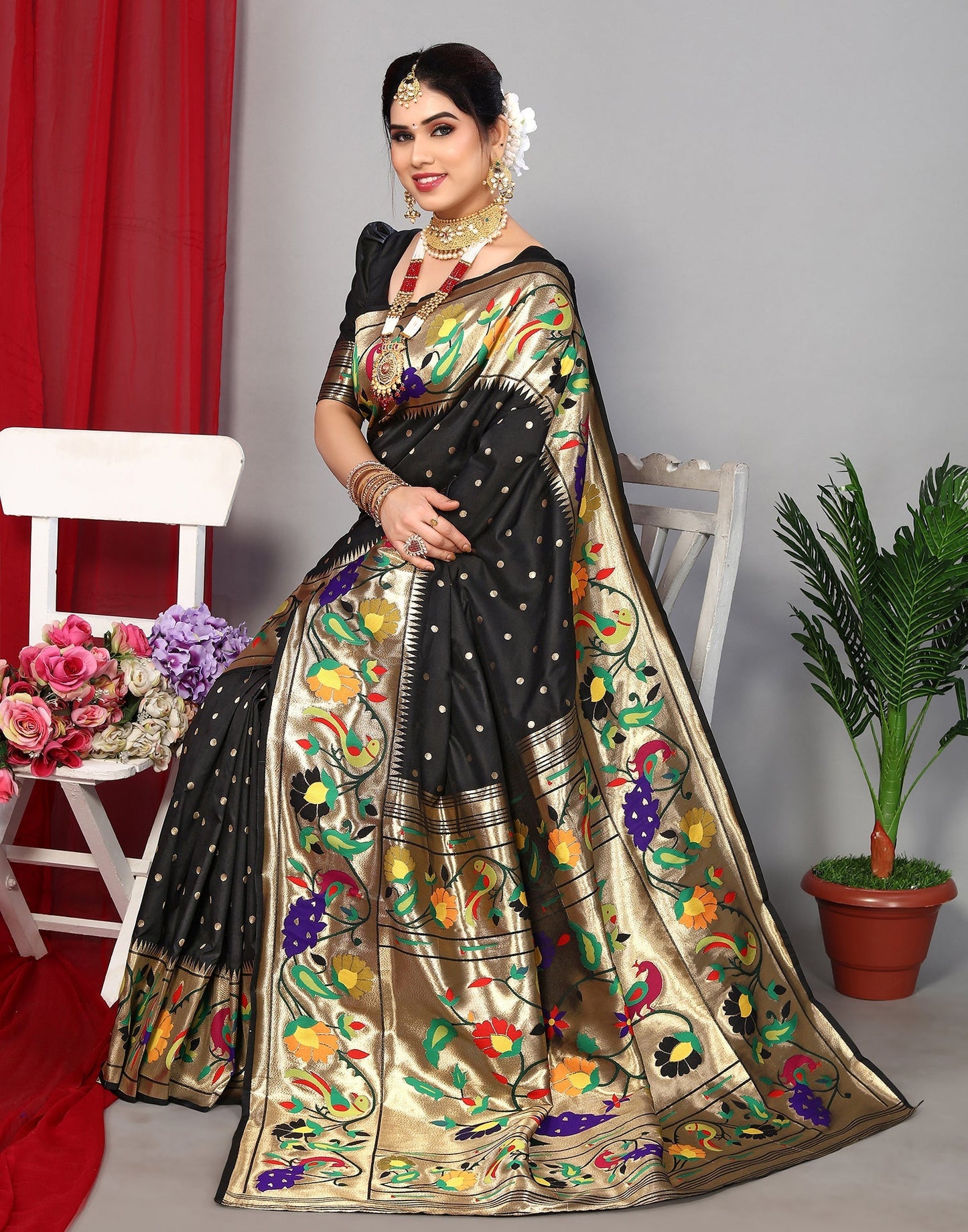 Black Paithani Silk Saree