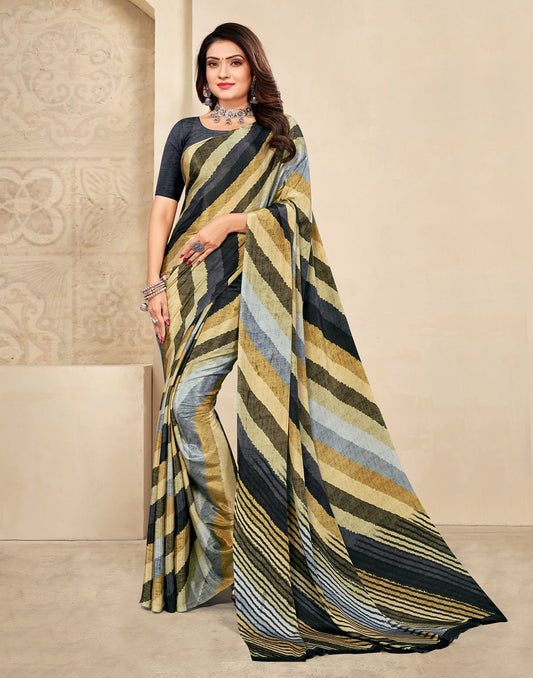 Black Printed Silk Saree