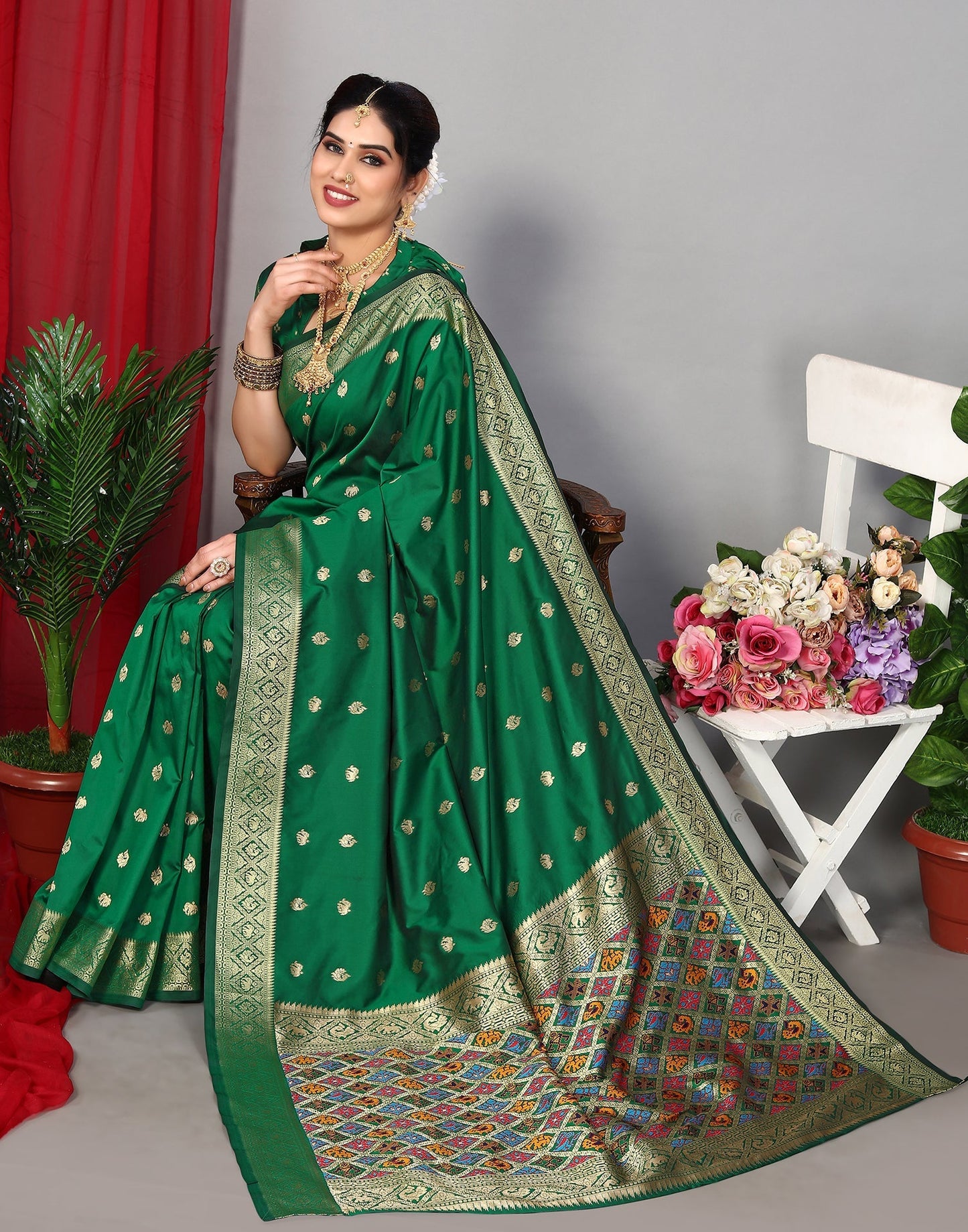 Green Banarasi Silk Saree