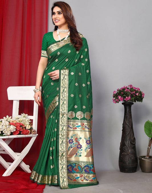 Green Paithani Silk Saree