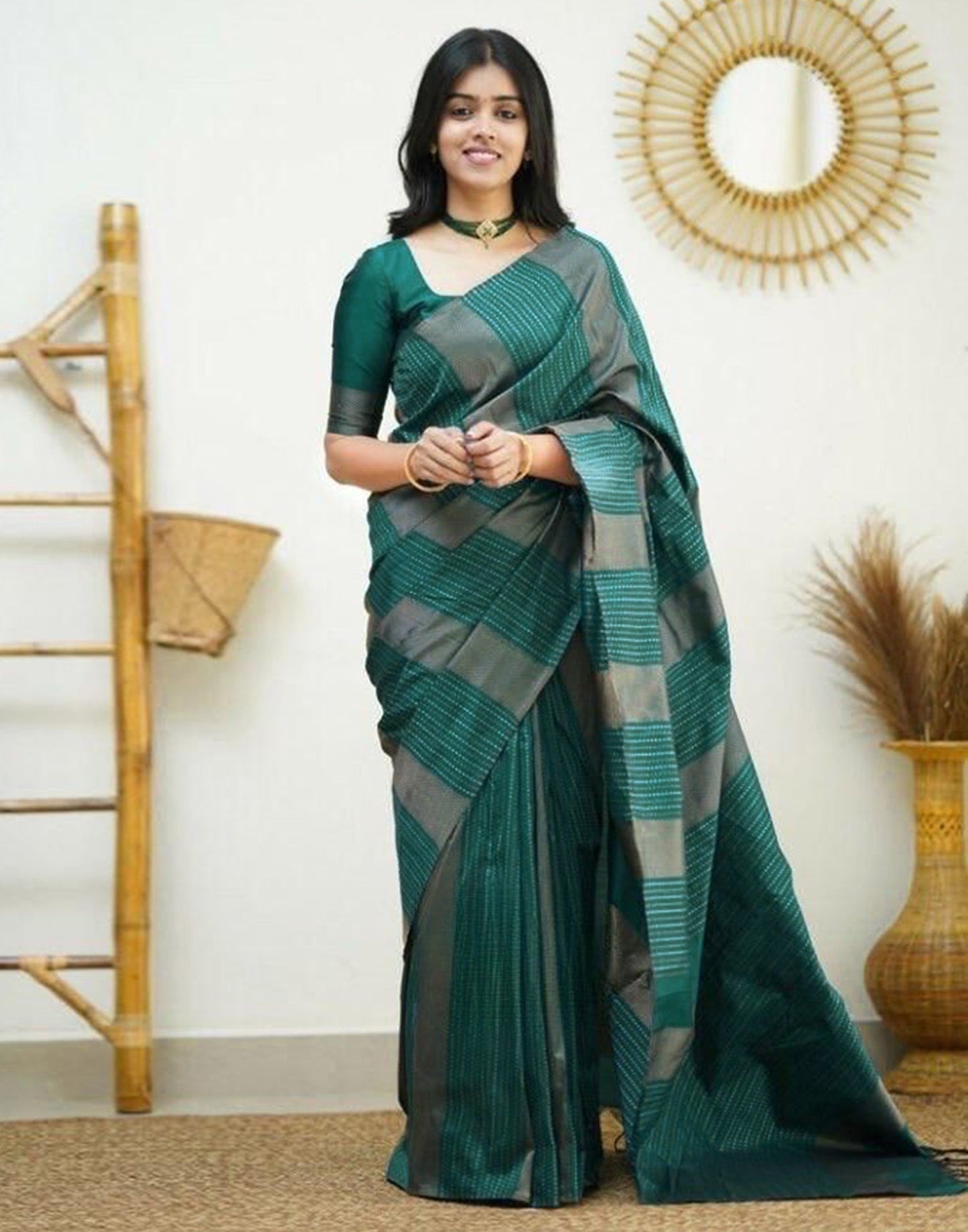 Green Banarasi Silk Saree