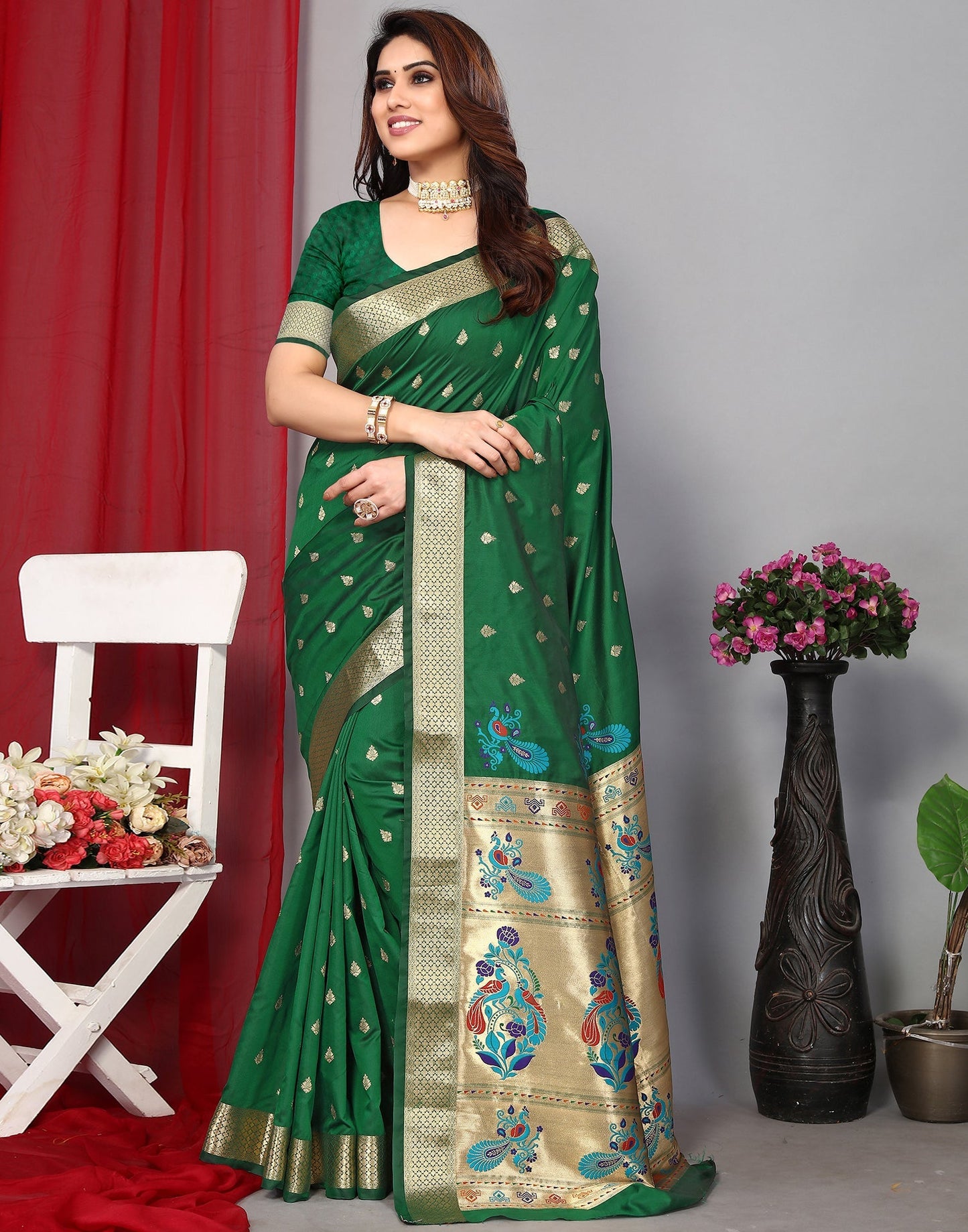 Green Banarasi Silk Saree