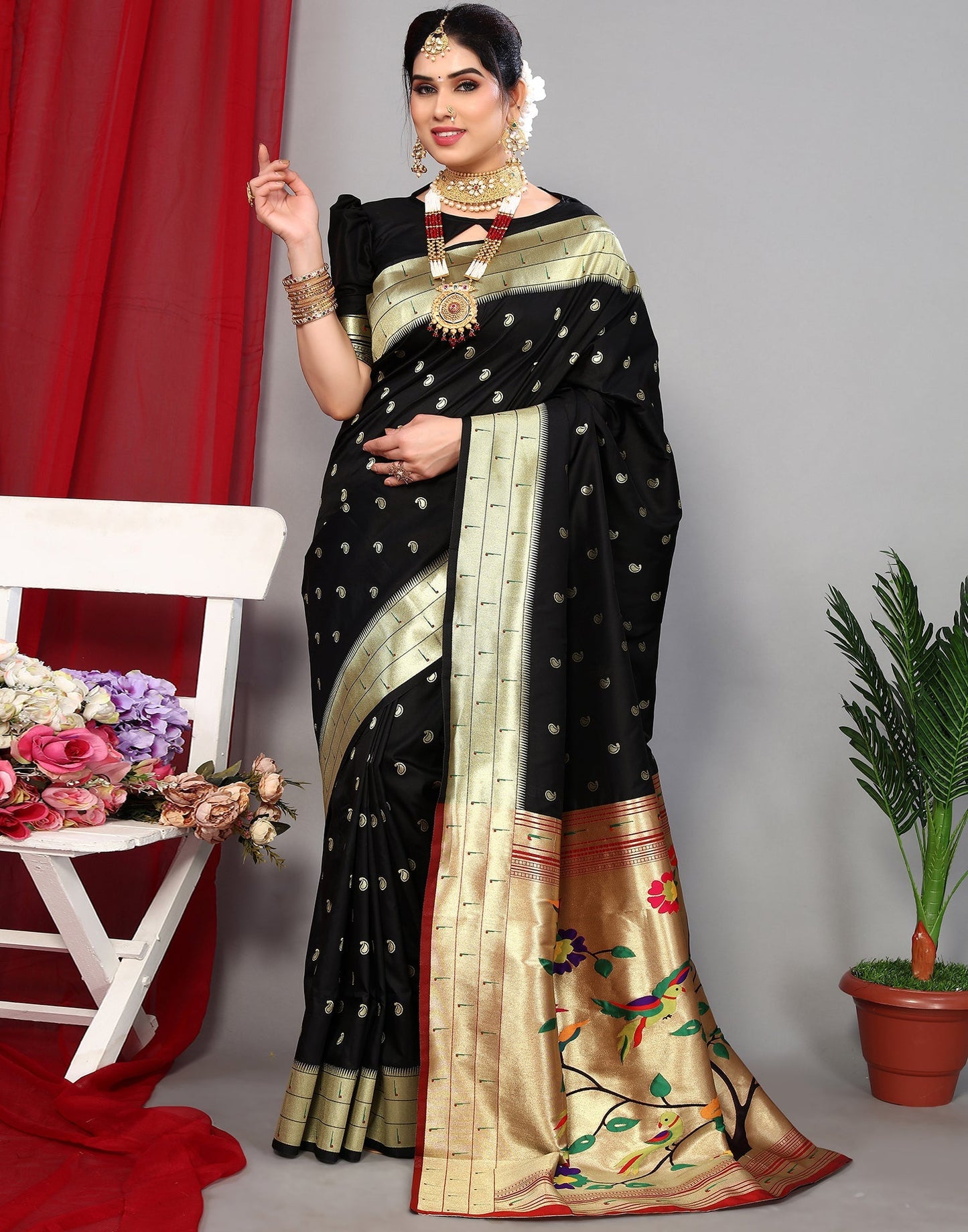 Black Paithani Silk Saree