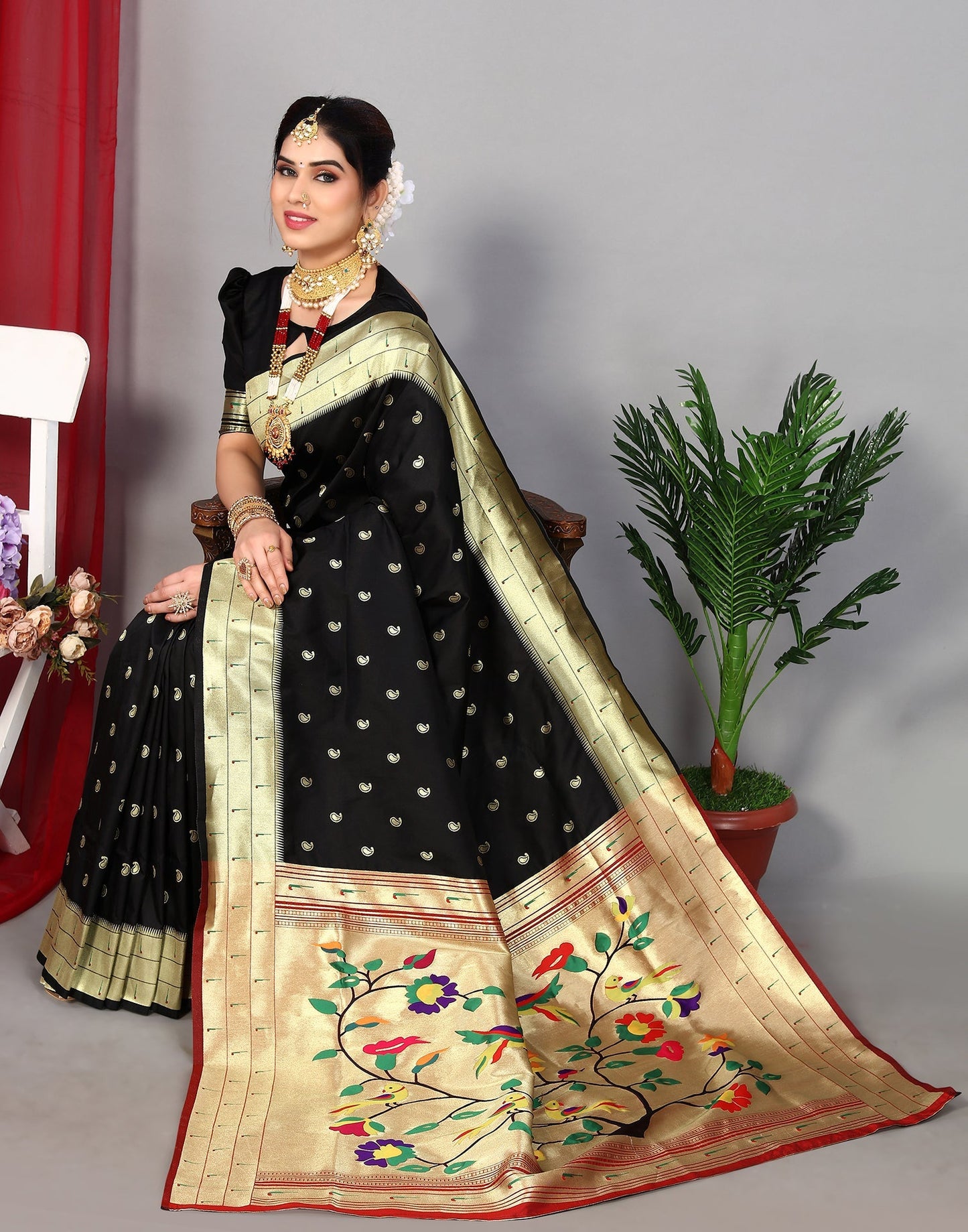 Black Paithani Silk Saree