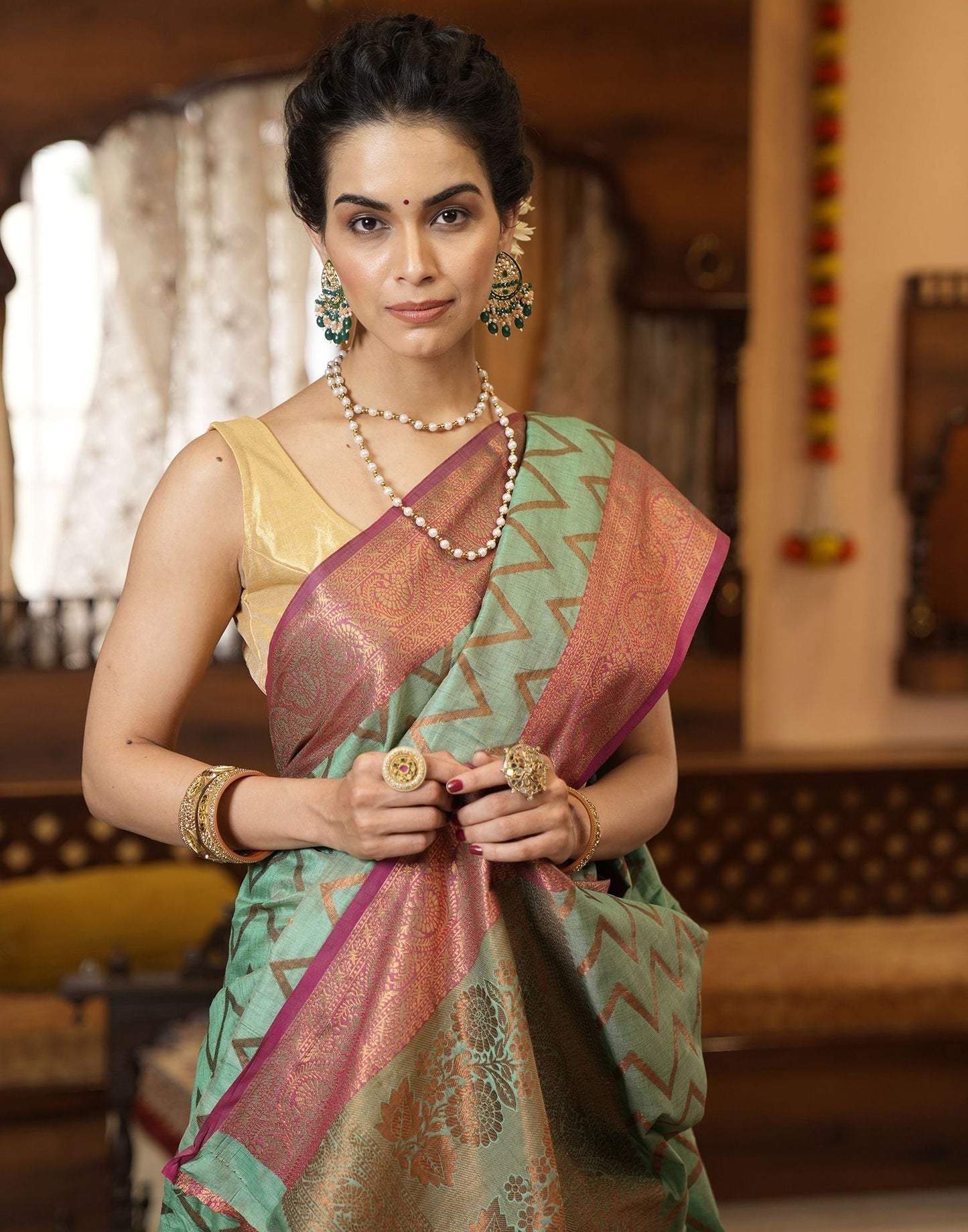 Green Banarasi Silk Saree