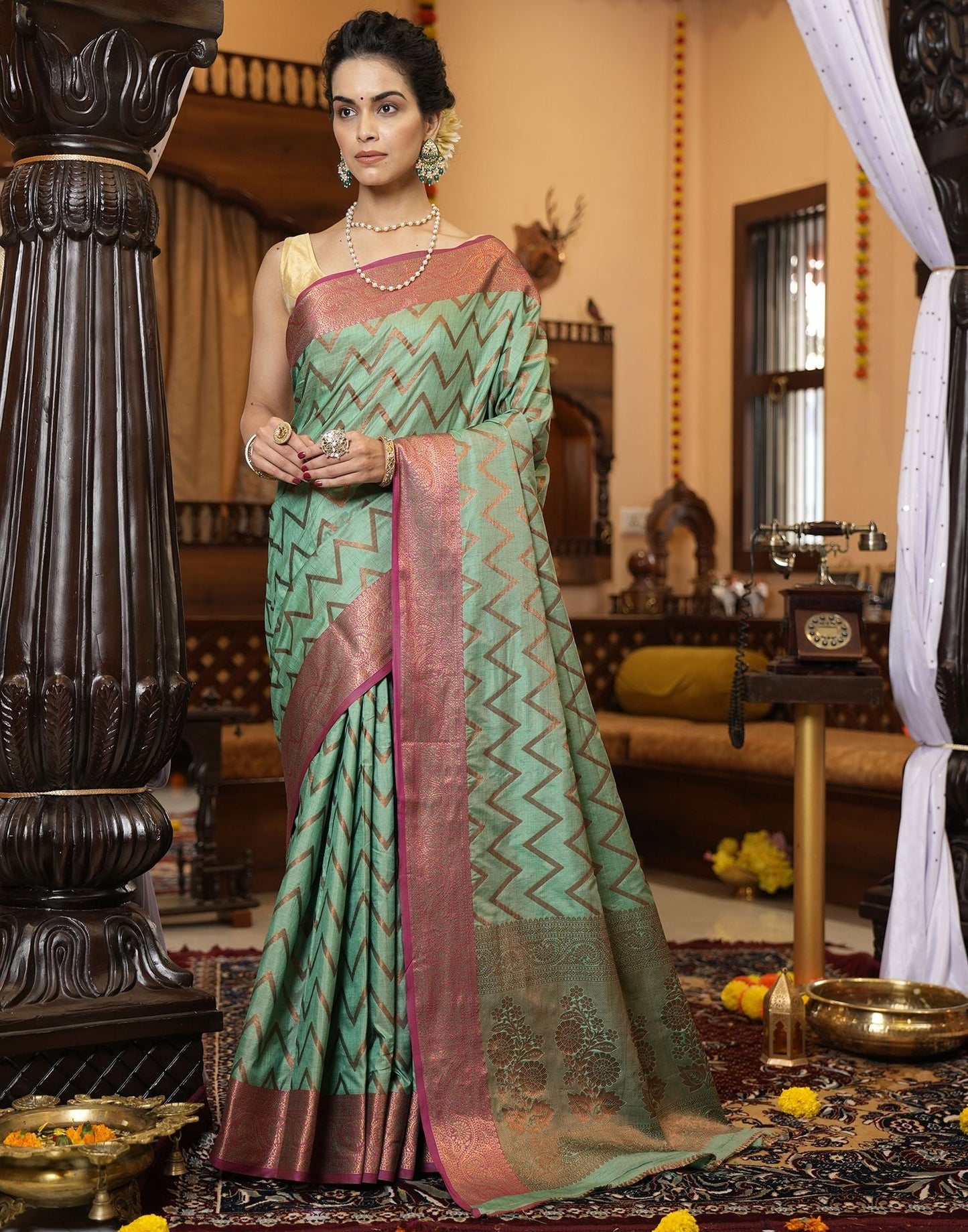 Green Banarasi Silk Saree