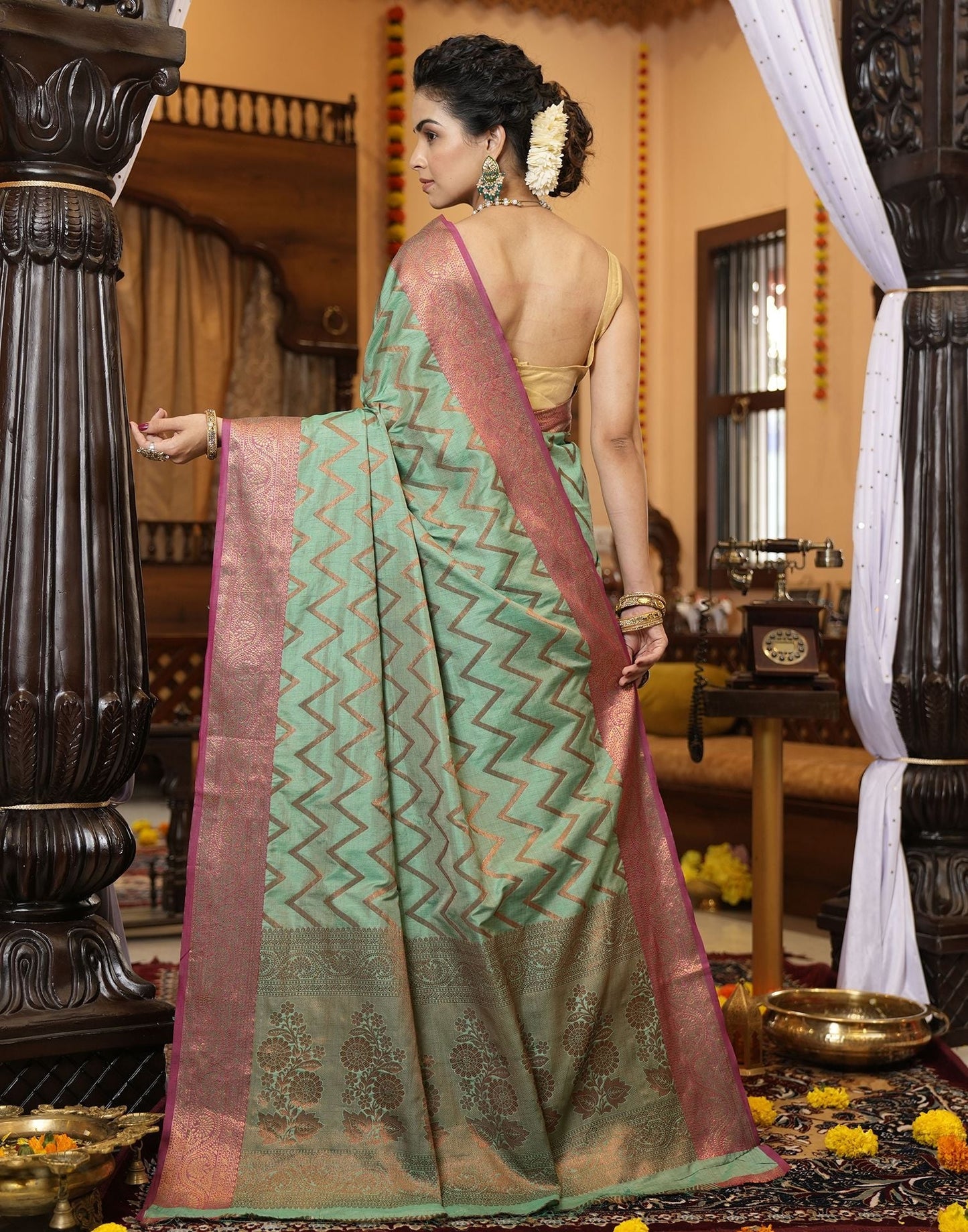 Green Banarasi Silk Saree