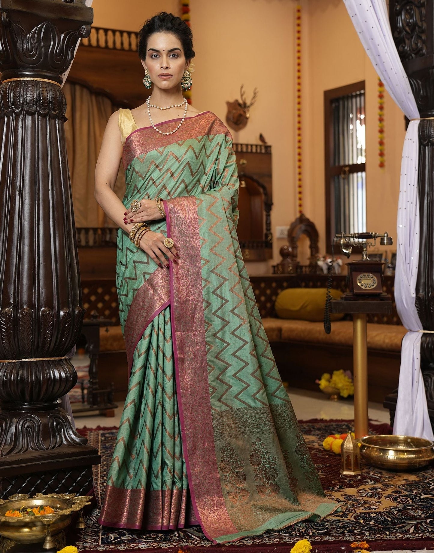 Green Banarasi Silk Saree