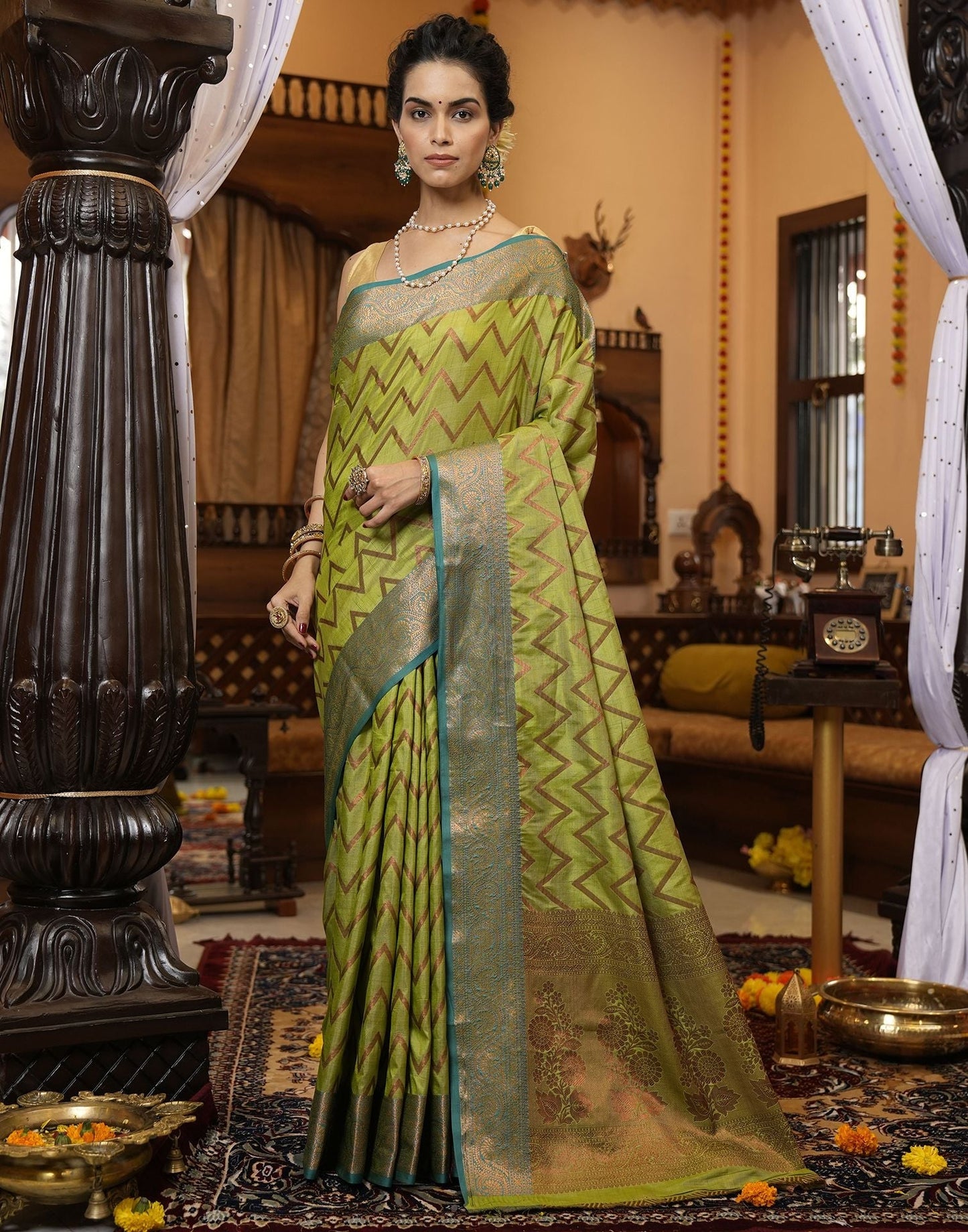 Green Banarasi Silk Saree