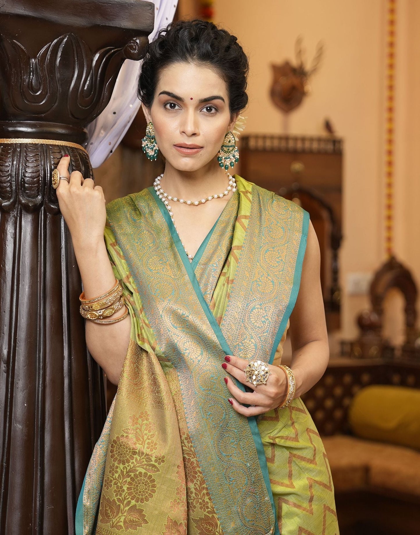 Green Banarasi Silk Saree