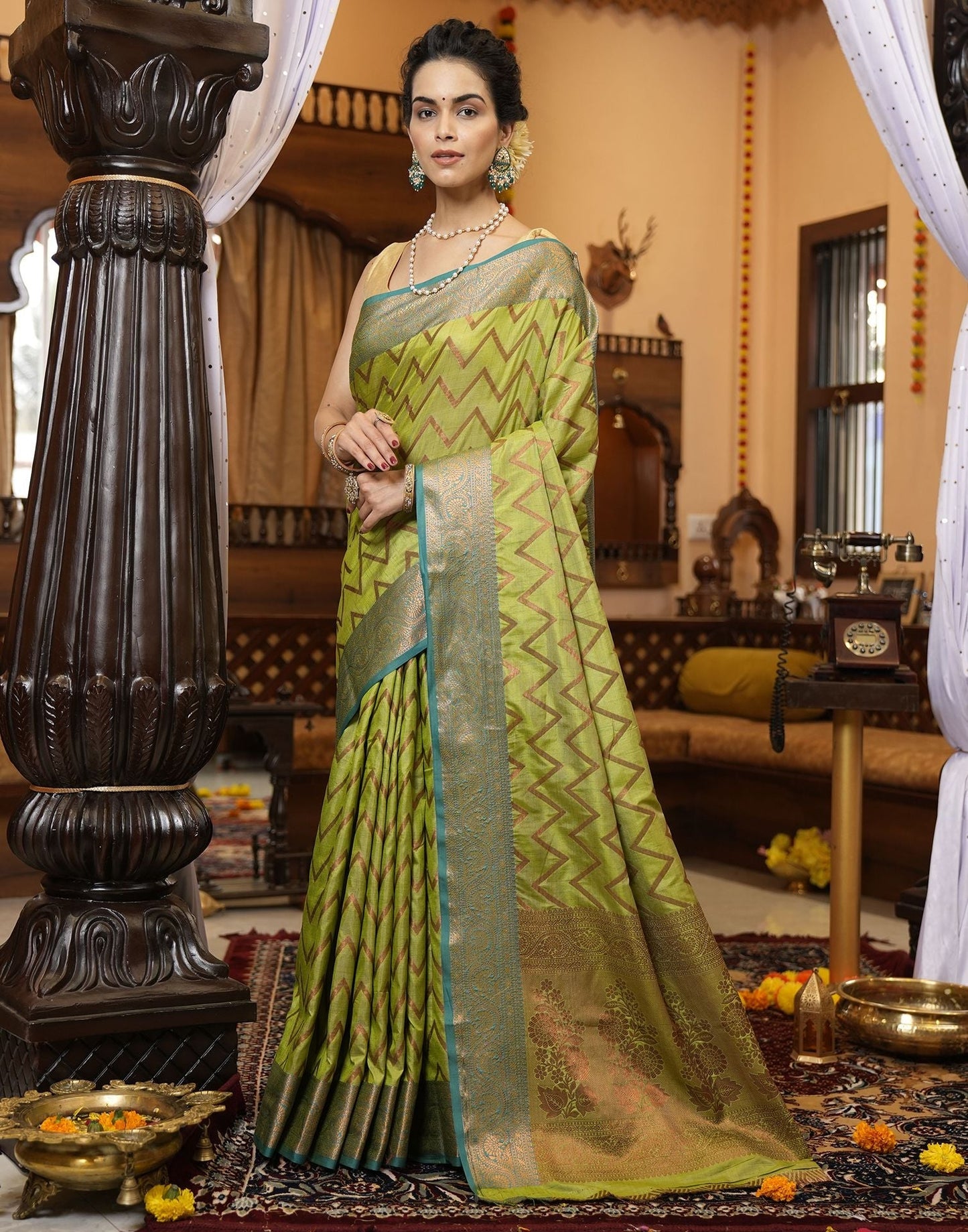 Green Banarasi Silk Saree