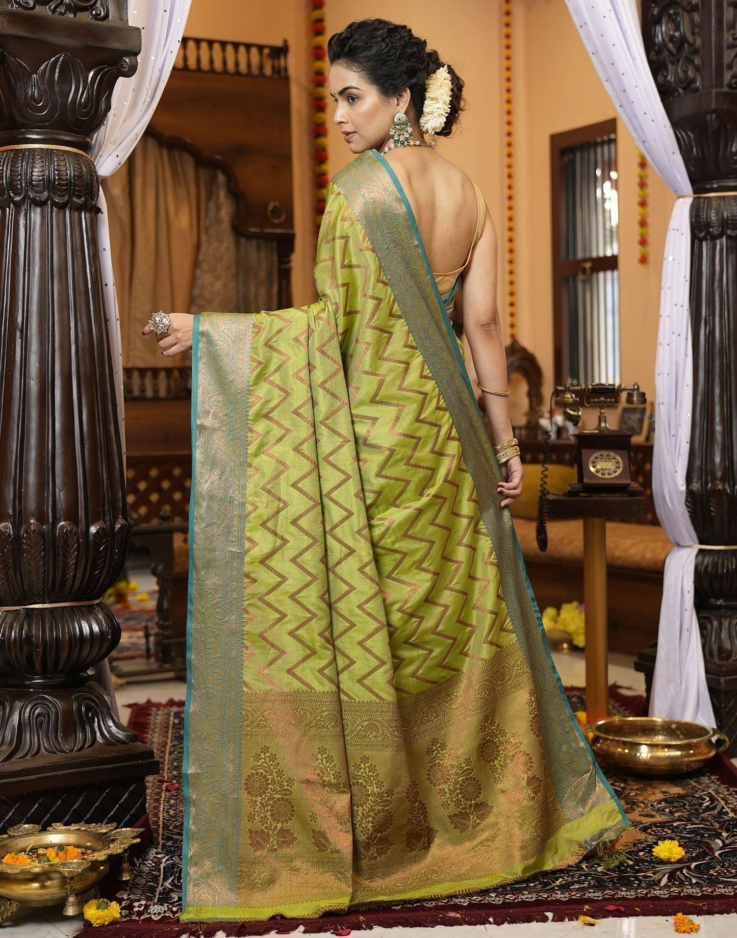 Green Banarasi Silk Saree