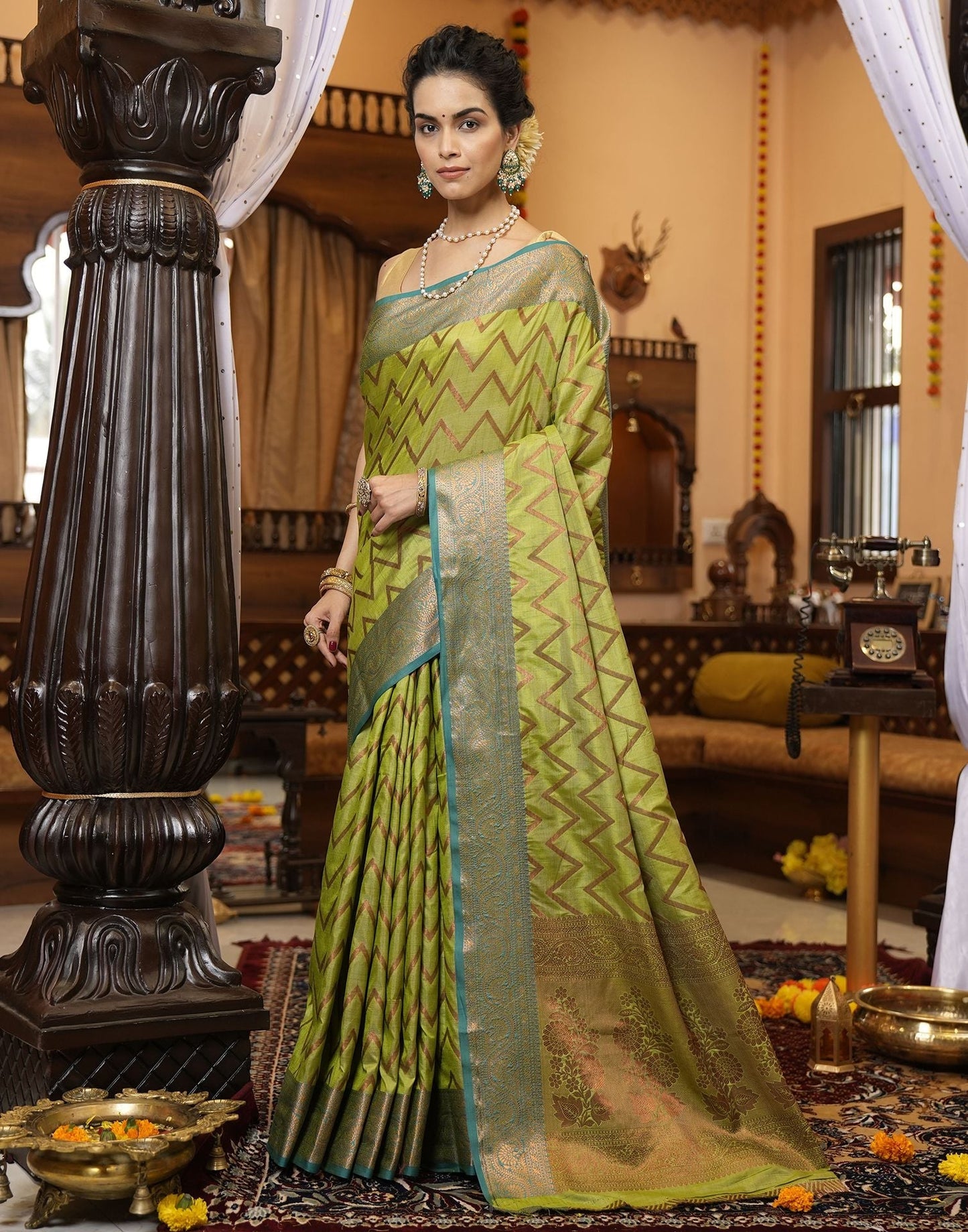 Green Banarasi Silk Saree