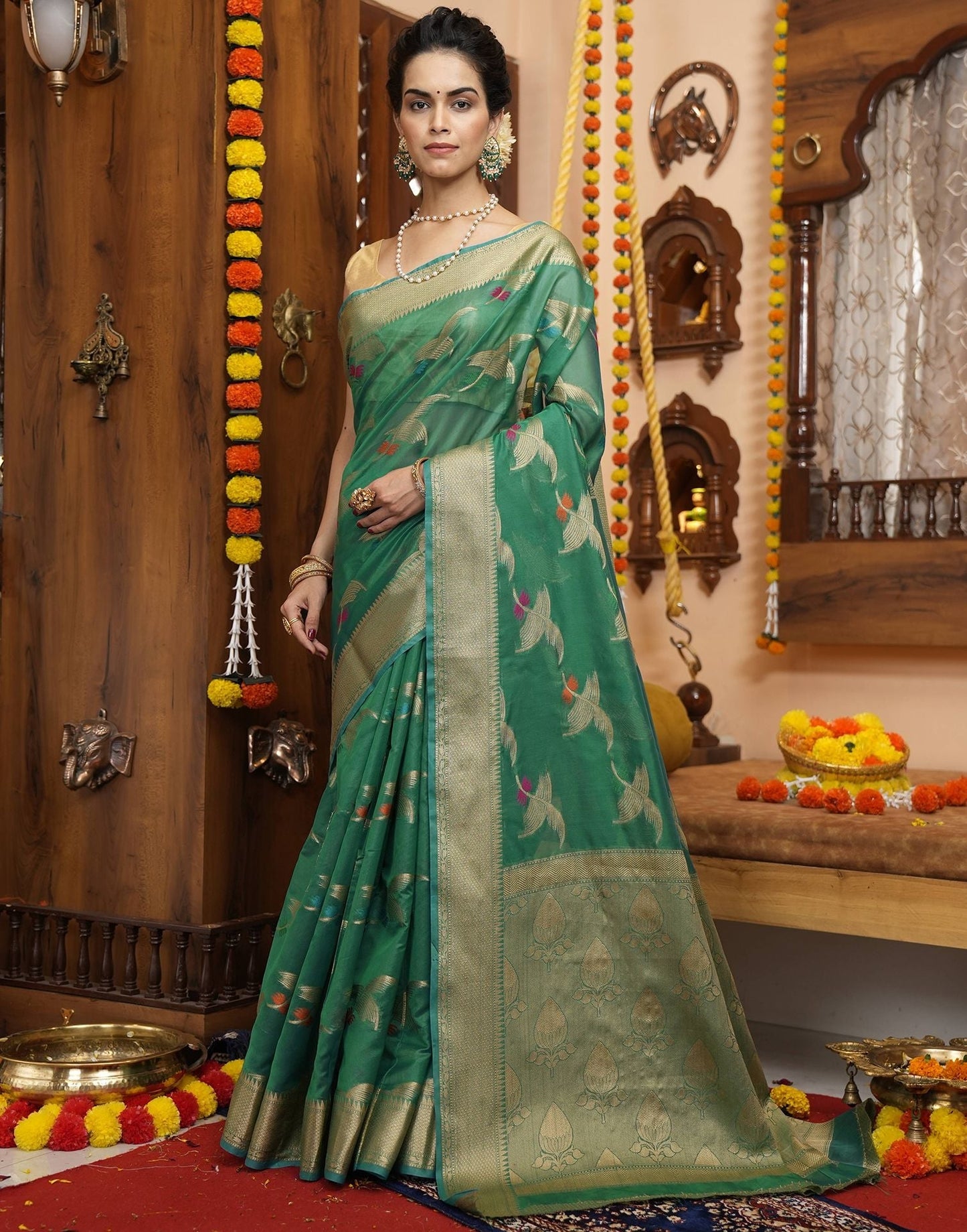 Green Banarasi Silk Saree