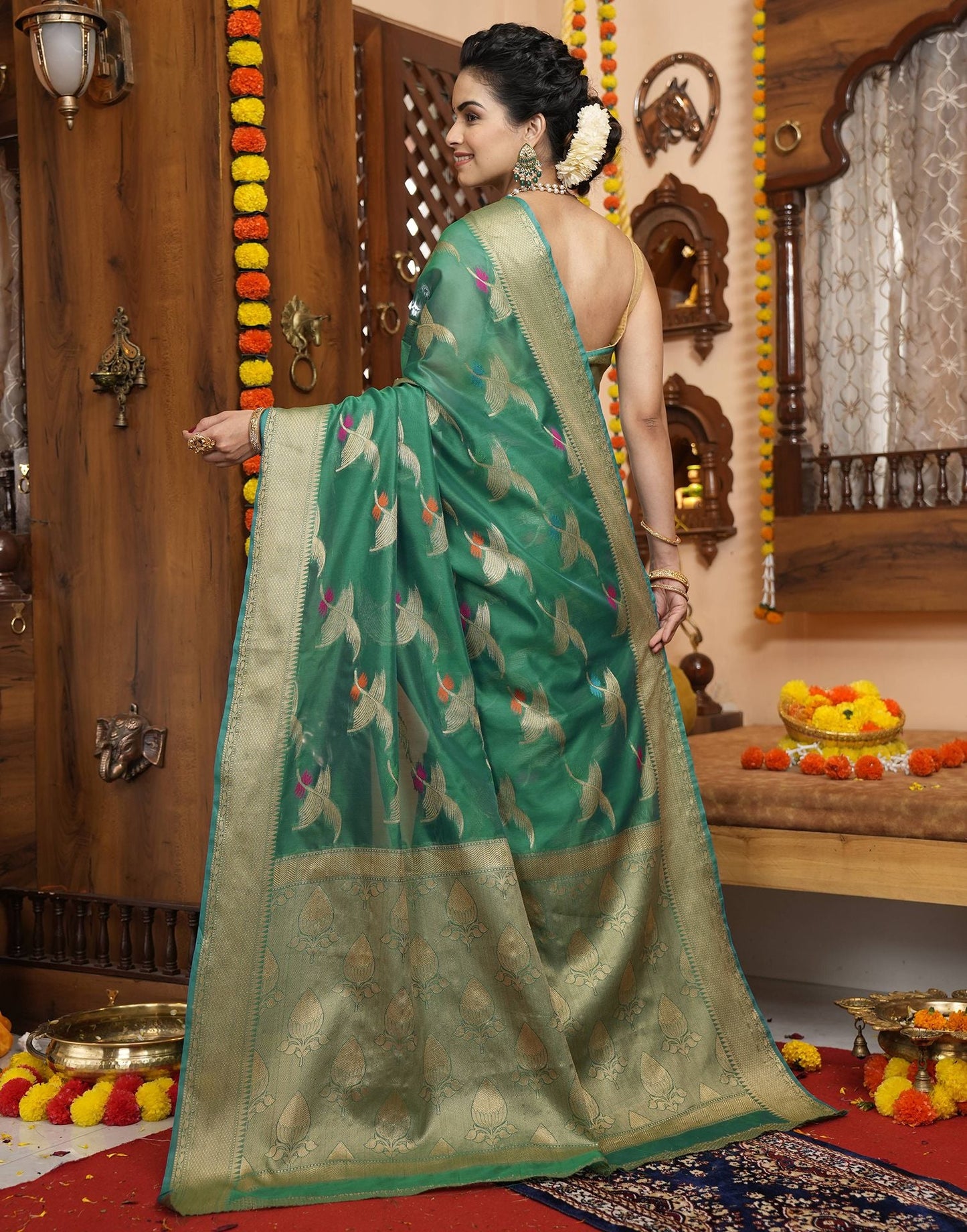 Green Banarasi Silk Saree