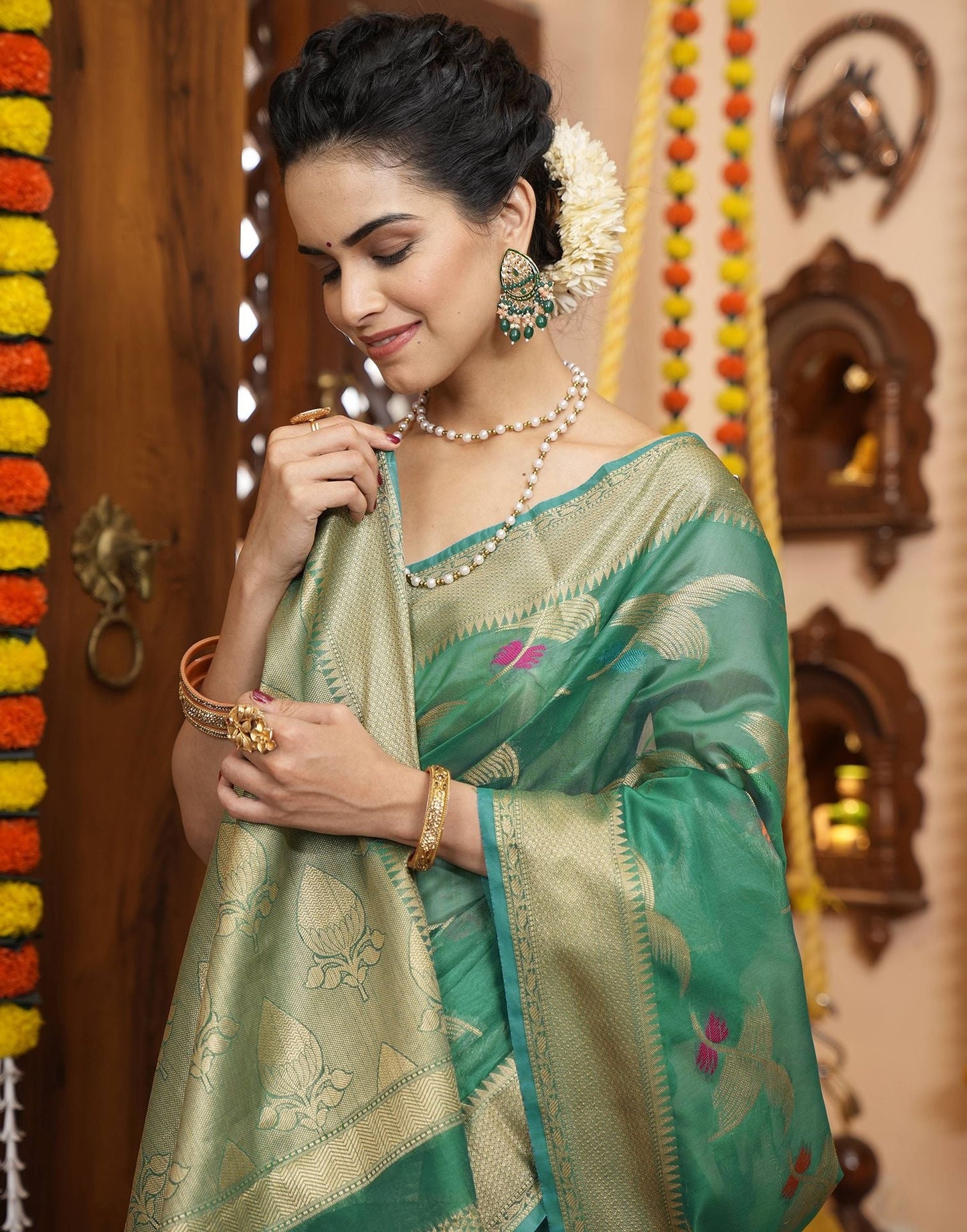 Green Banarasi Silk Saree