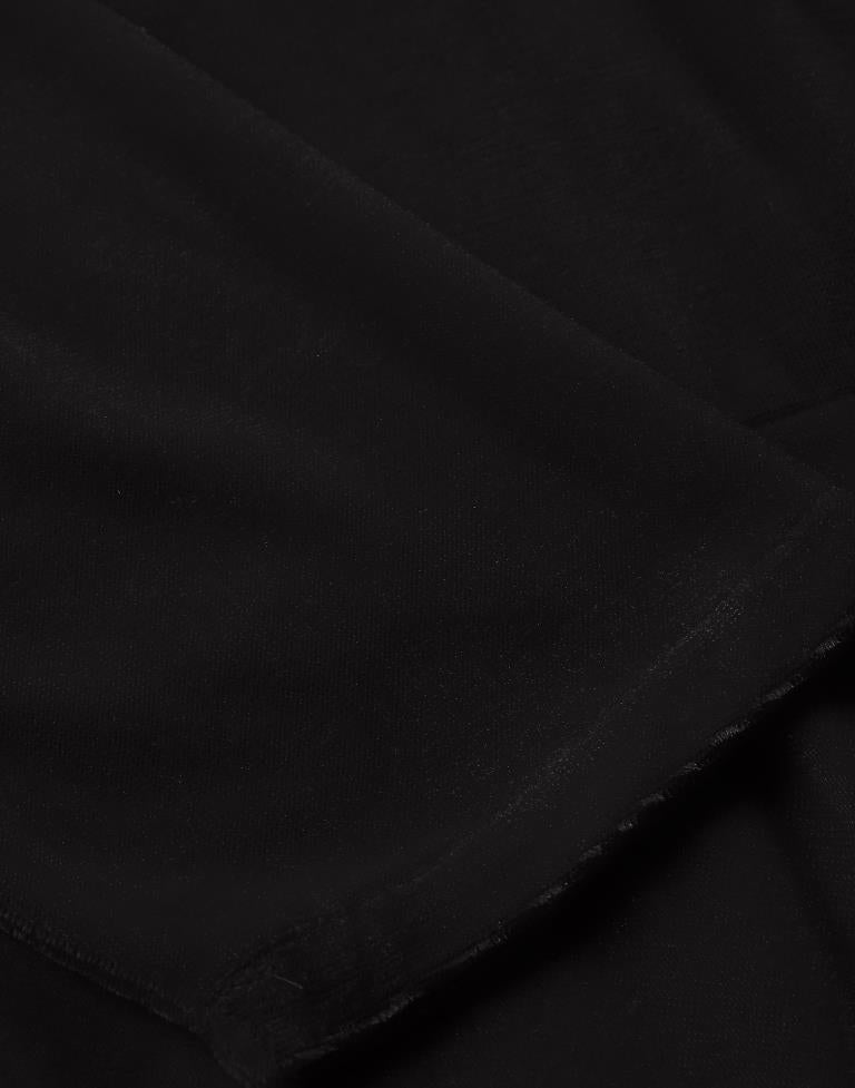 Black Coloured Velvet Lycra Plain Dress