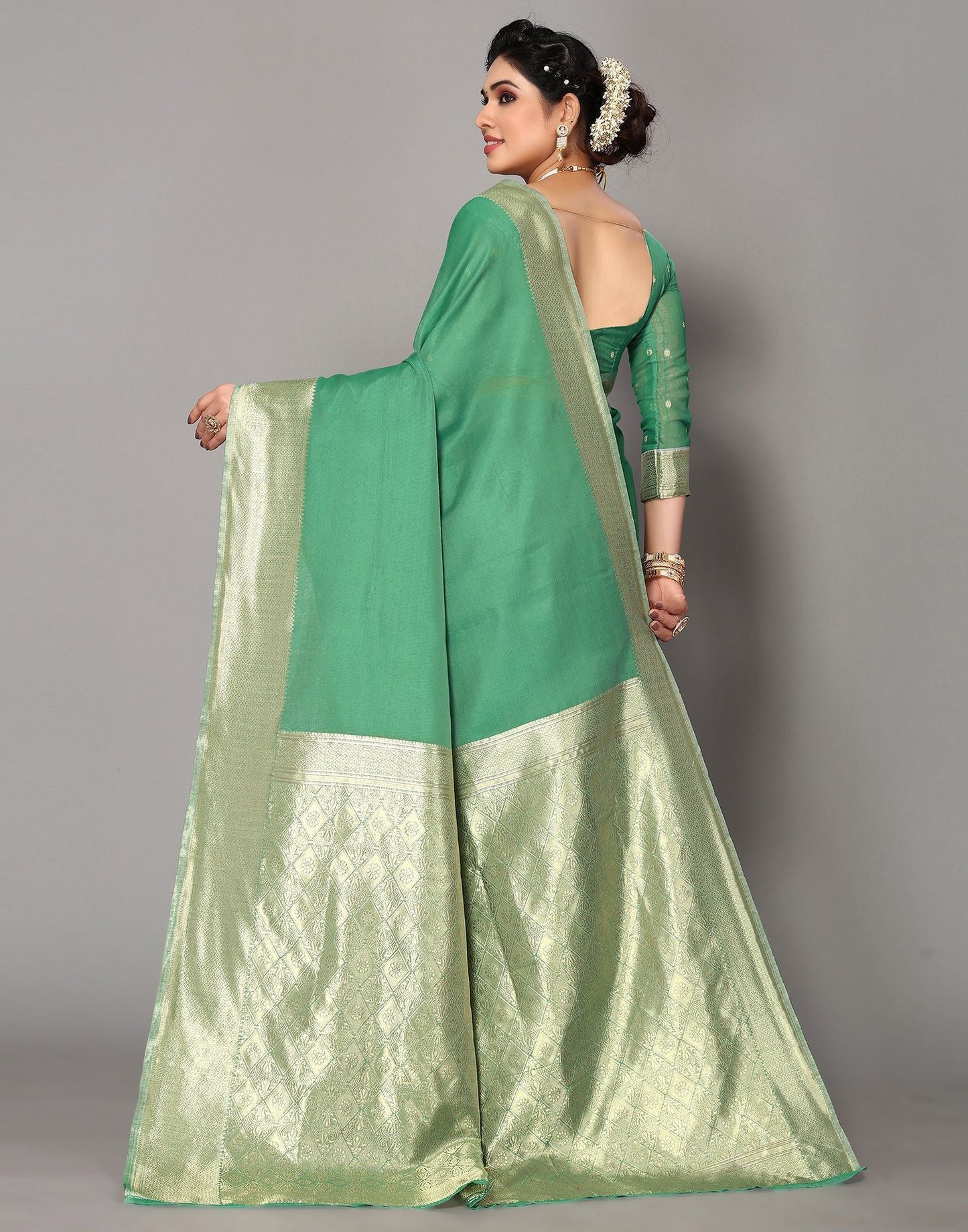 Green Banarasi Cotton Saree