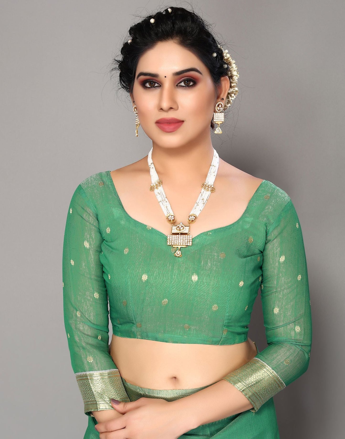 Green Banarasi Cotton Saree