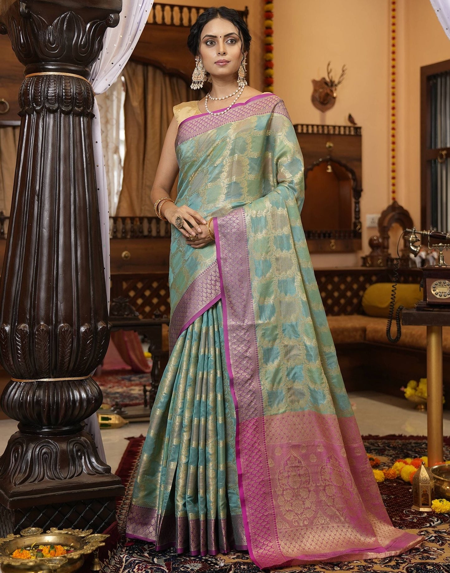 Green Banarasi Silk Saree