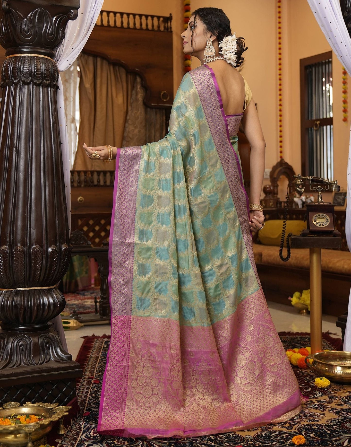 Green Banarasi Silk Saree