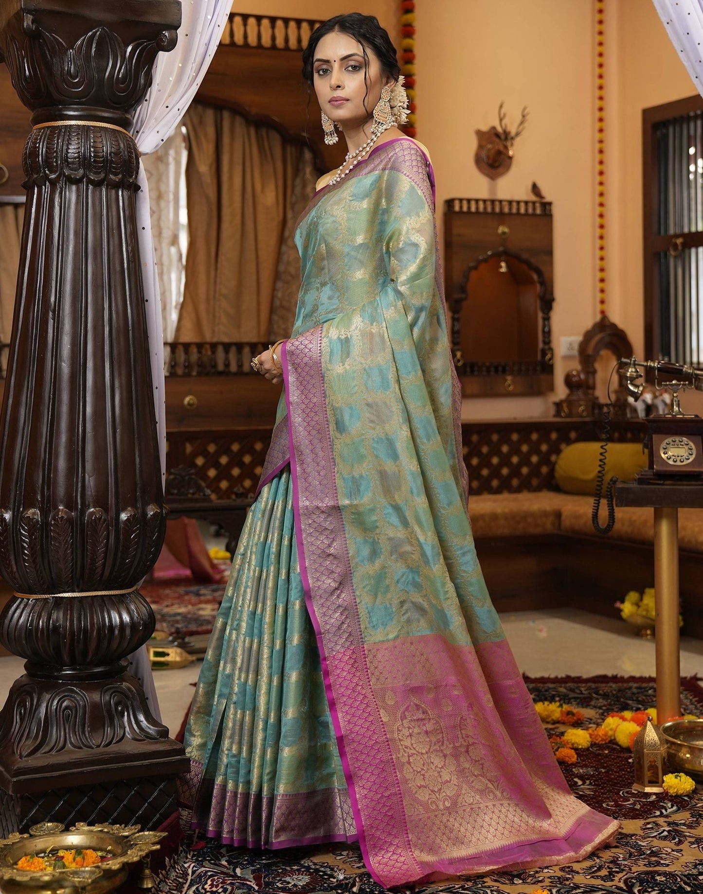 Green Banarasi Silk Saree