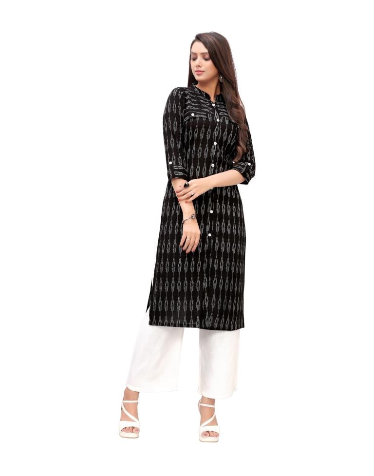 Black Printed Cotton Kurti