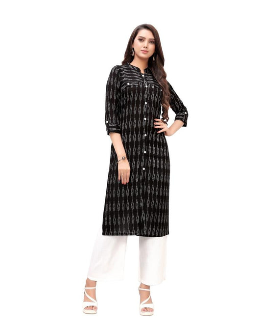 Black Printed Cotton Kurti