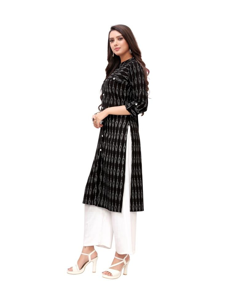 Black Printed Cotton Kurti