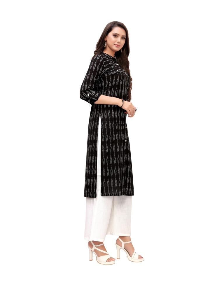 Black Printed Cotton Kurti