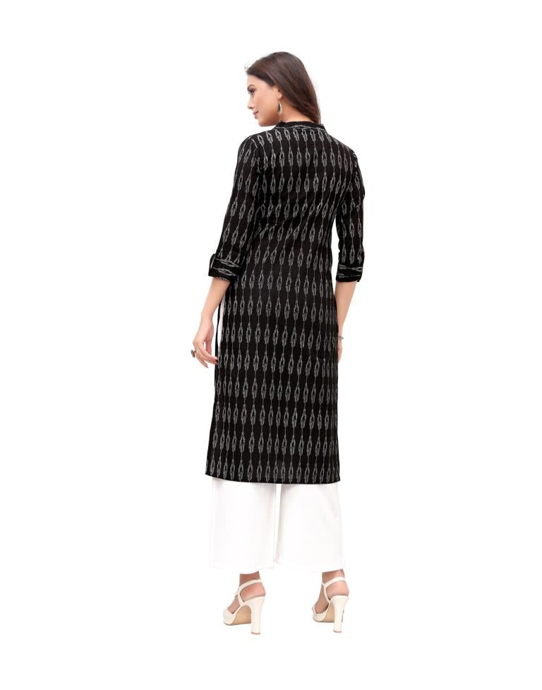 Black Printed Cotton Kurti