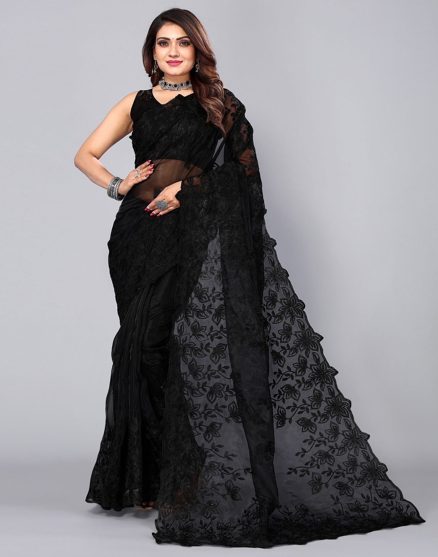 Black Organza Saree