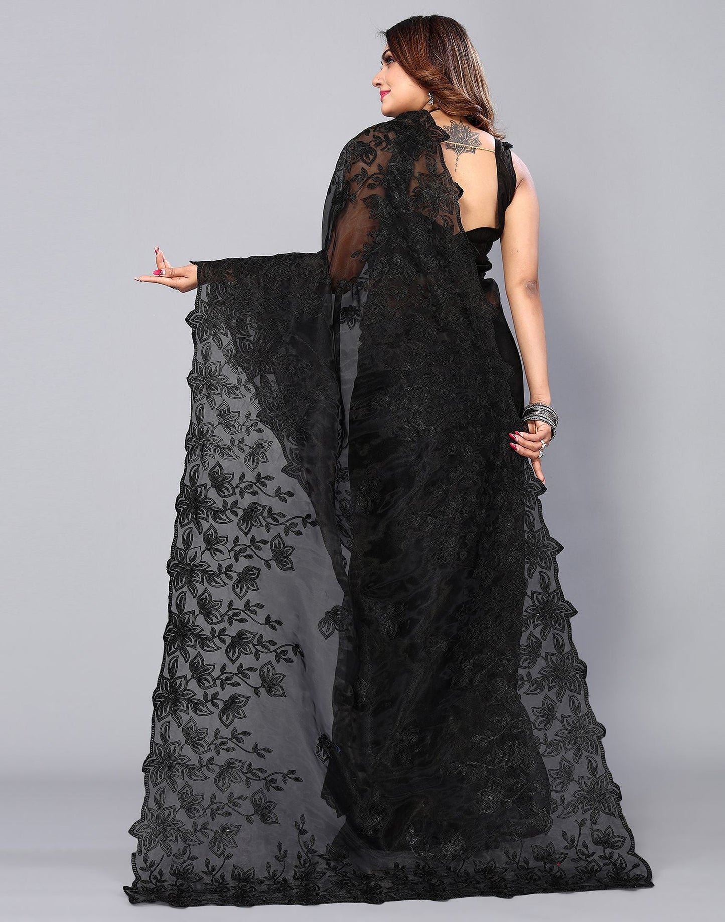 Black Organza Saree