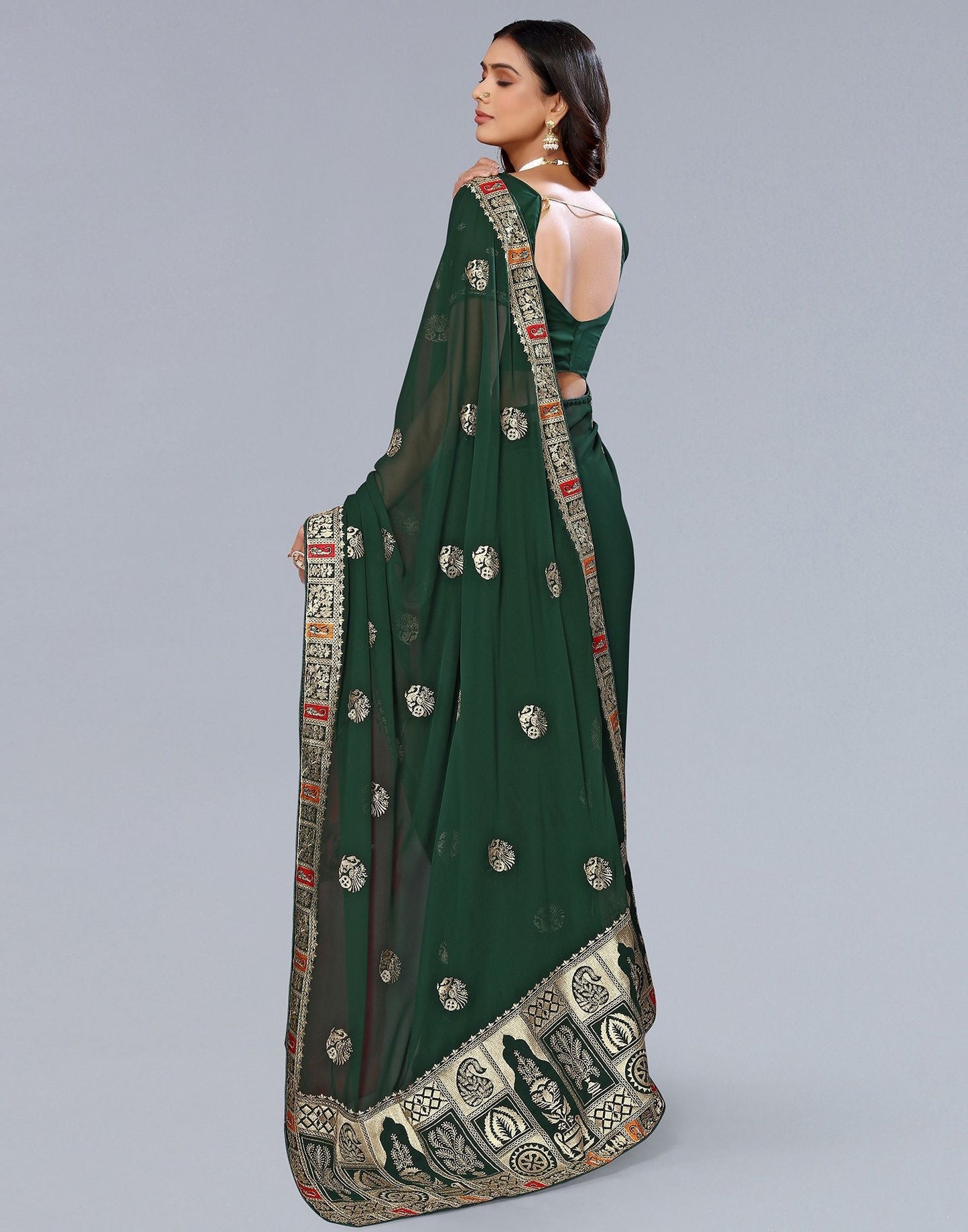 Green Embroidery Saree