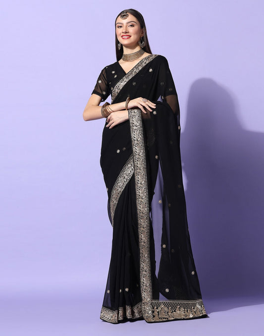 Black Embroidery Saree