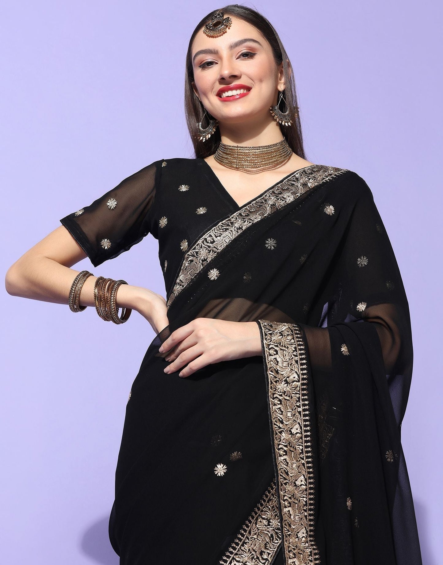 Black Embroidery Saree