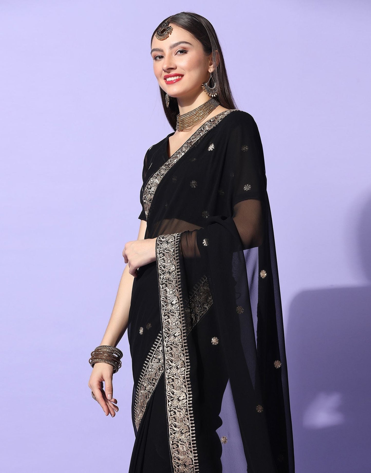 Black Embroidery Saree