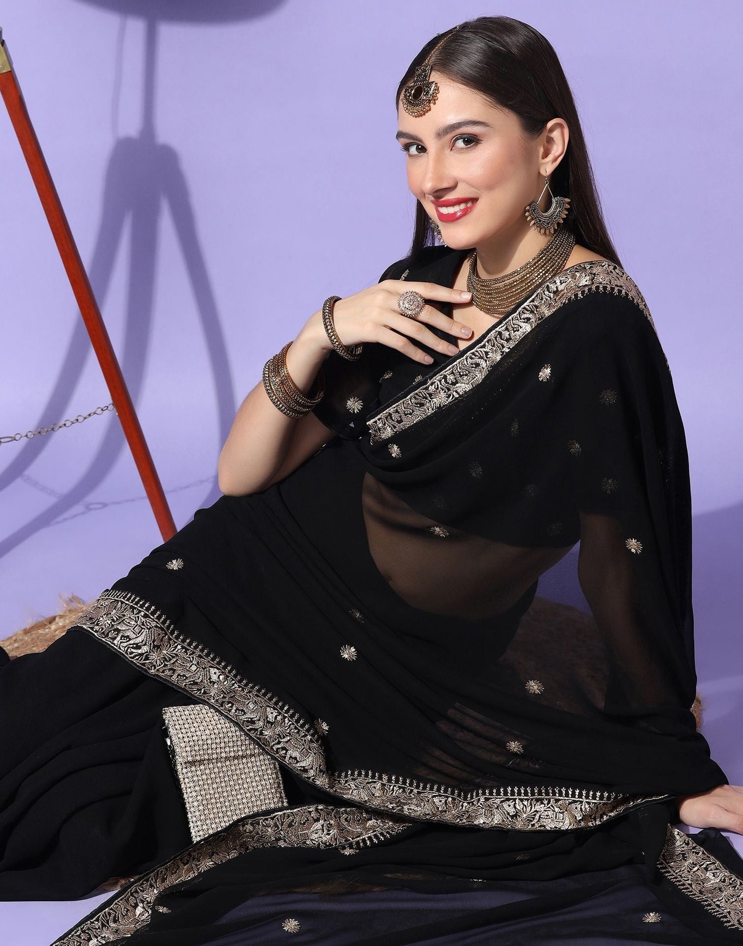 Black Embroidery Saree