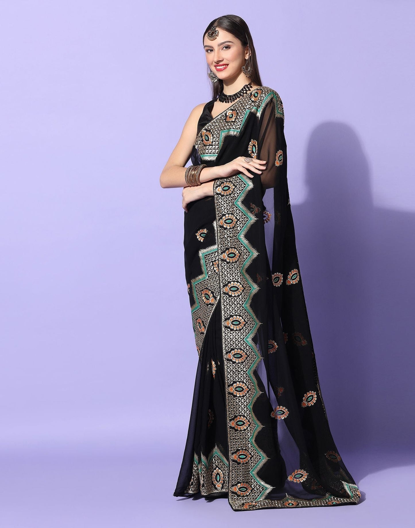 Black Embroidery Saree